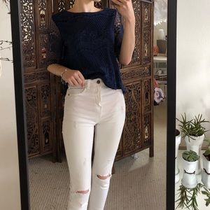 💧stunning navy blue lace blouse💧